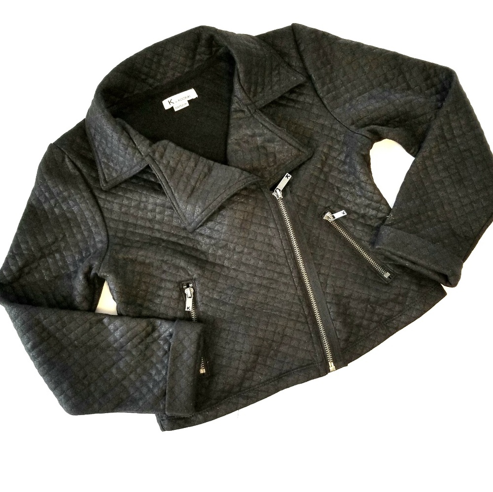 Kookai childrens black quilter biker jacket